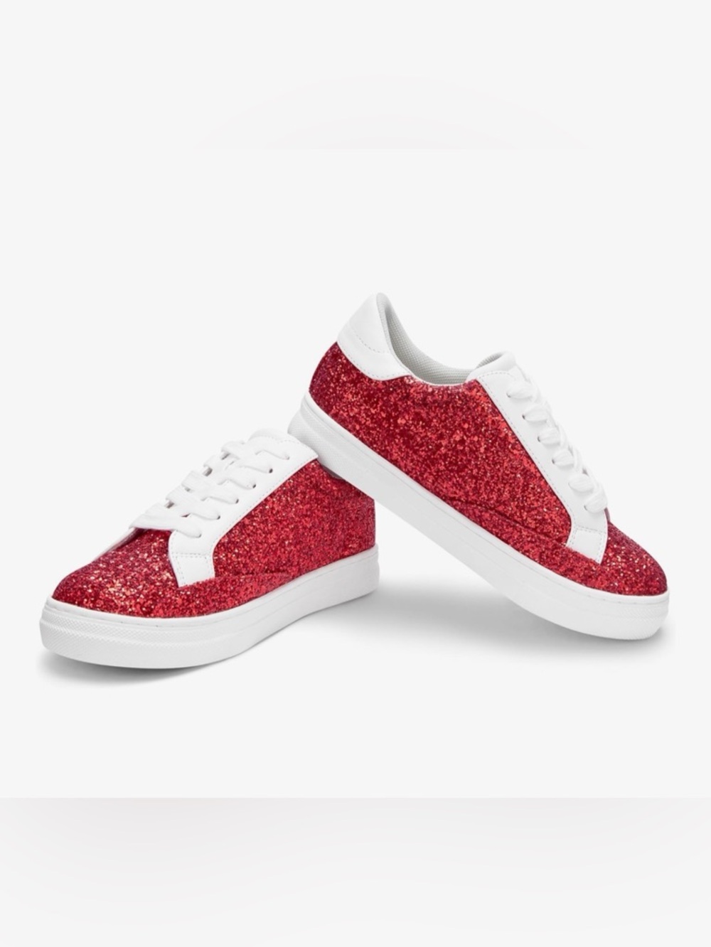 Fashion Red Glitter Star Low-Top Platform Lace-up Sneakers - Picture 5 of 6